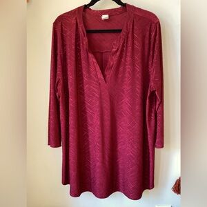Womens Sew In Love Top Size 3XL EUC In Burgundy